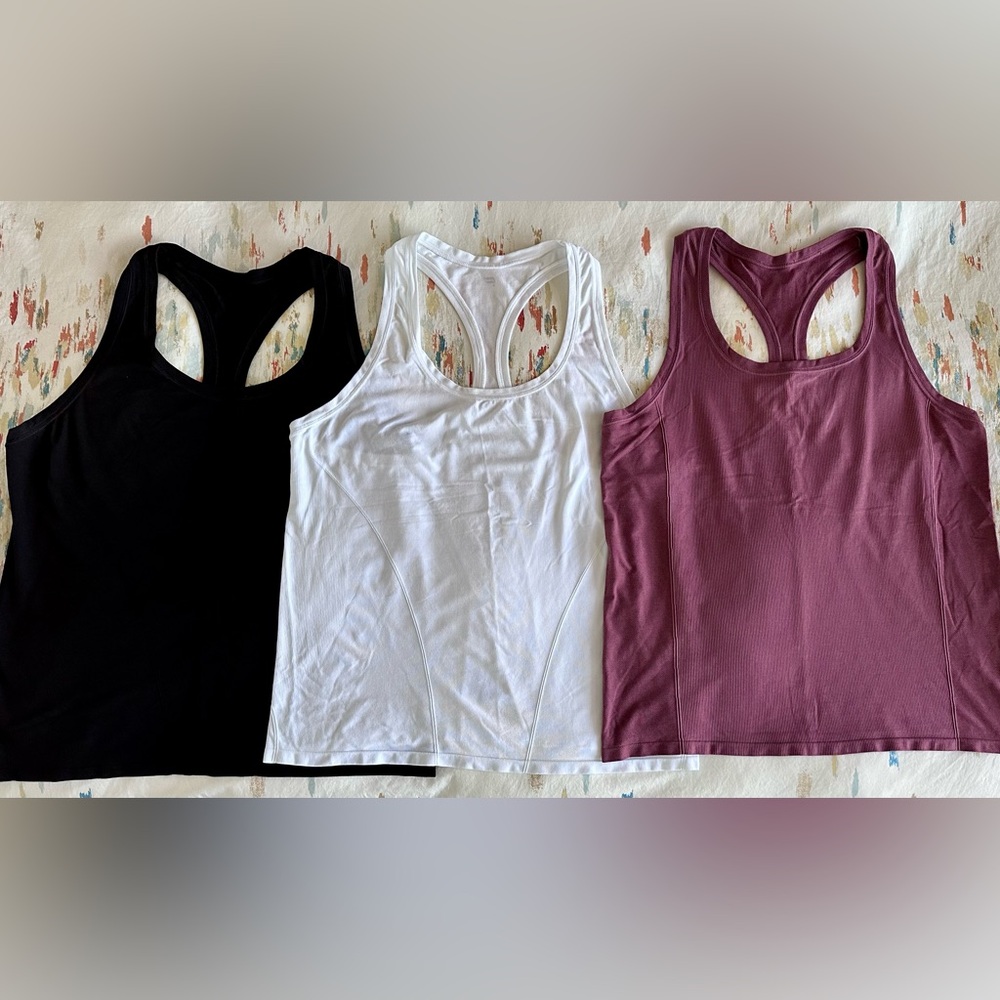 Fabletics Feather Tech Racerback Tanks set of 3, size XL